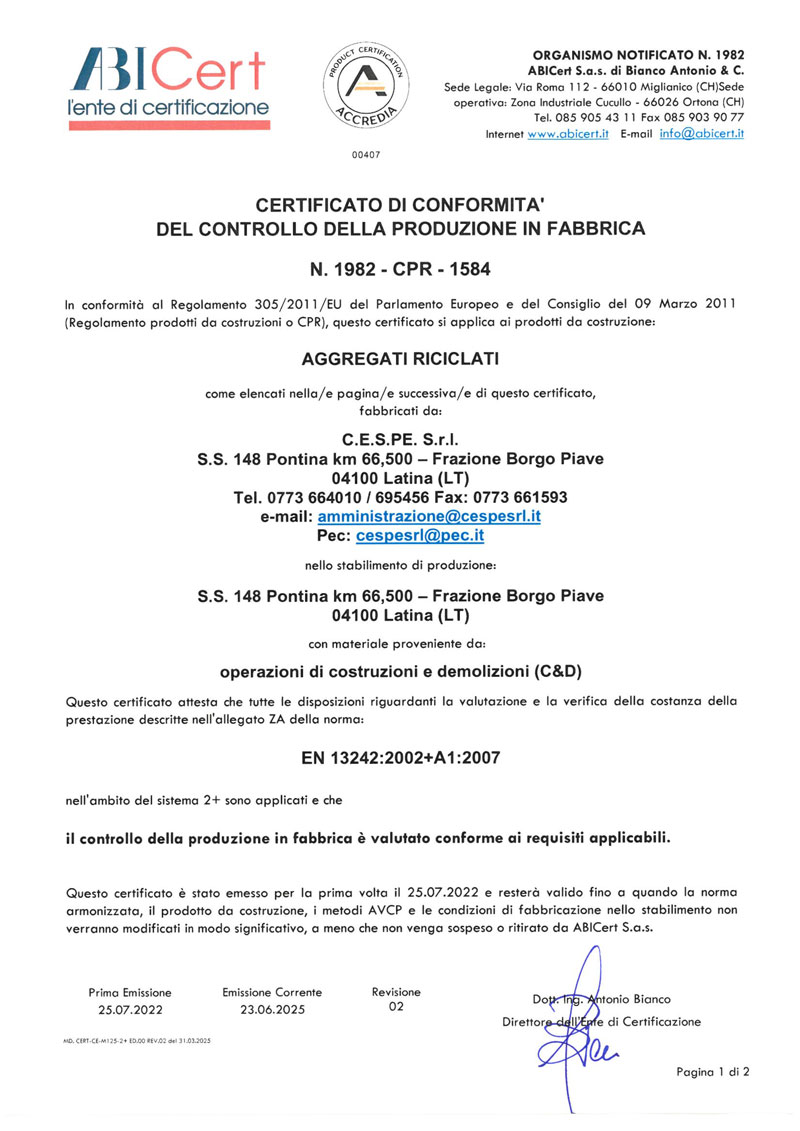 cespe certificato abicert